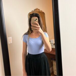 Ann Taylor Baby Blue Scoop-neck Tee Shirt Short sleeve top cotton